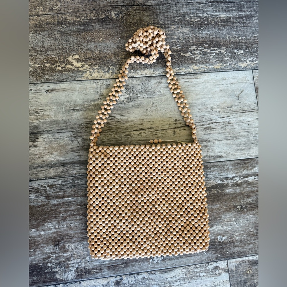 2 for $30 sale: Vintage Liza Ganz naturals wood bead purse shoulder strap